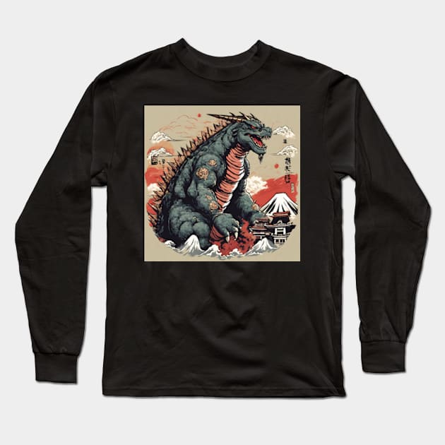 Godzilla Long Sleeve T-Shirt by cloudviewv2